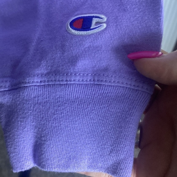 Champion Women’s Long Sleeve Hooded Tee w Kangaroo Pocket Purples & Pinks sz XL - Picture 4 of 7